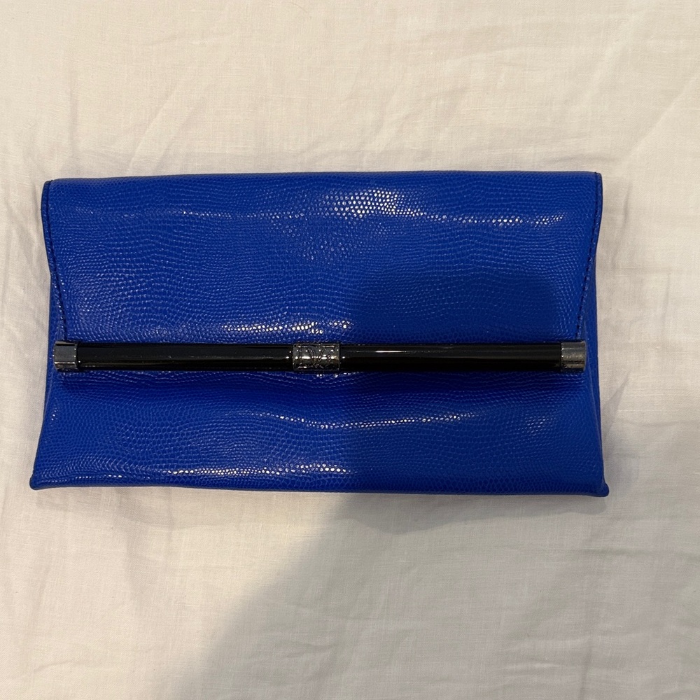 Electric Blue Clutch with Black Bar Accent